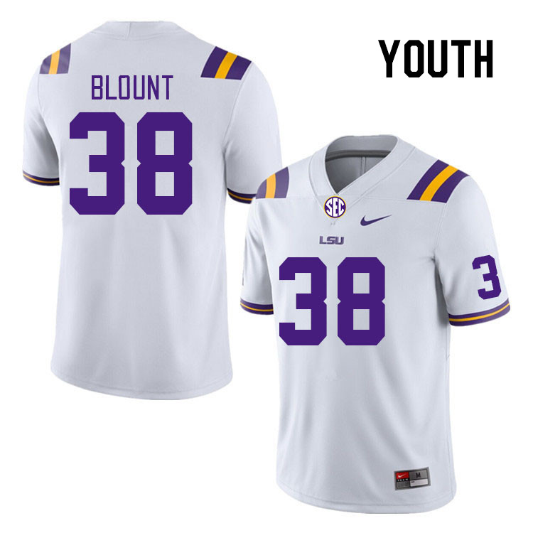 Youth #38 Darian Blount LSU Tigers College Football Jerseys Stitched Sale-White
